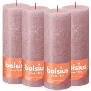 Rustiek kaars, 190/68, ash rose, 85 uur, 4 stuks