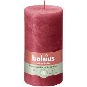 Bolsius, rustiekkaars, 130/68, Delicate Red, 60 uur